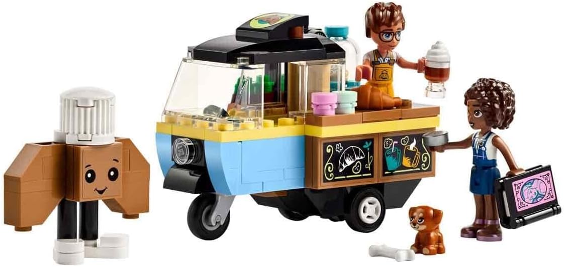 LEGO Friends Rolling Café, Small Bakery Toy for Children, Gift for Girls and Boys from 6 Years, Educational Toy with Aliya, Jules and the Dog Aira 42606