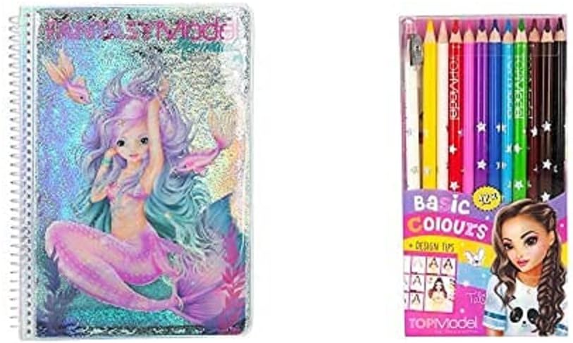 Depesche TOPModel Fantasy 10472 Mermaid Colouring Book 80 Pages Including Sticker Approx. 17 x 23.5 x 1.5 cm