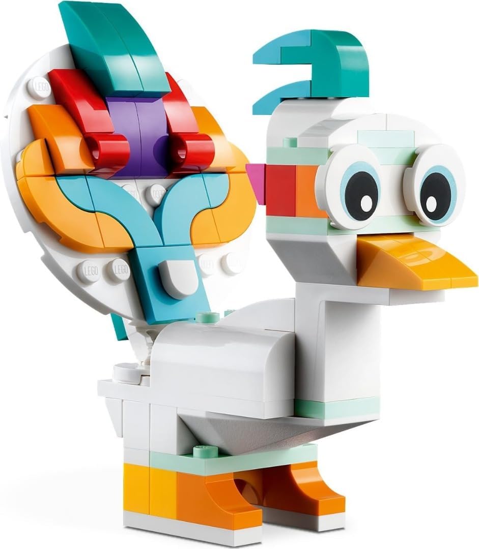 LEGO 31140 Creator 3-in-1 Magic Unicorn Toy, Seahorse, Peacock, Rainbow Unicorn Animal Figures, Gift for Girls and Boys, Buildable Toy