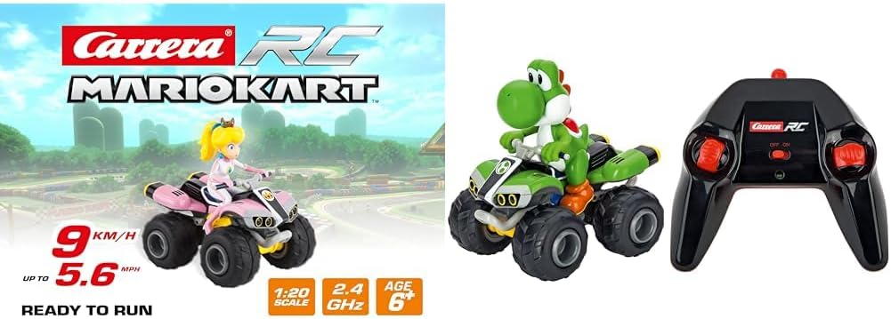 Carrera RC Nintendo Mario Kart 8 Peach Quad │ Remote Controlled from 6 Years for Indoor & Outdoor │ Mini Mario Kart Car with Remote Control to Take Away │ Toy for Children and Adults