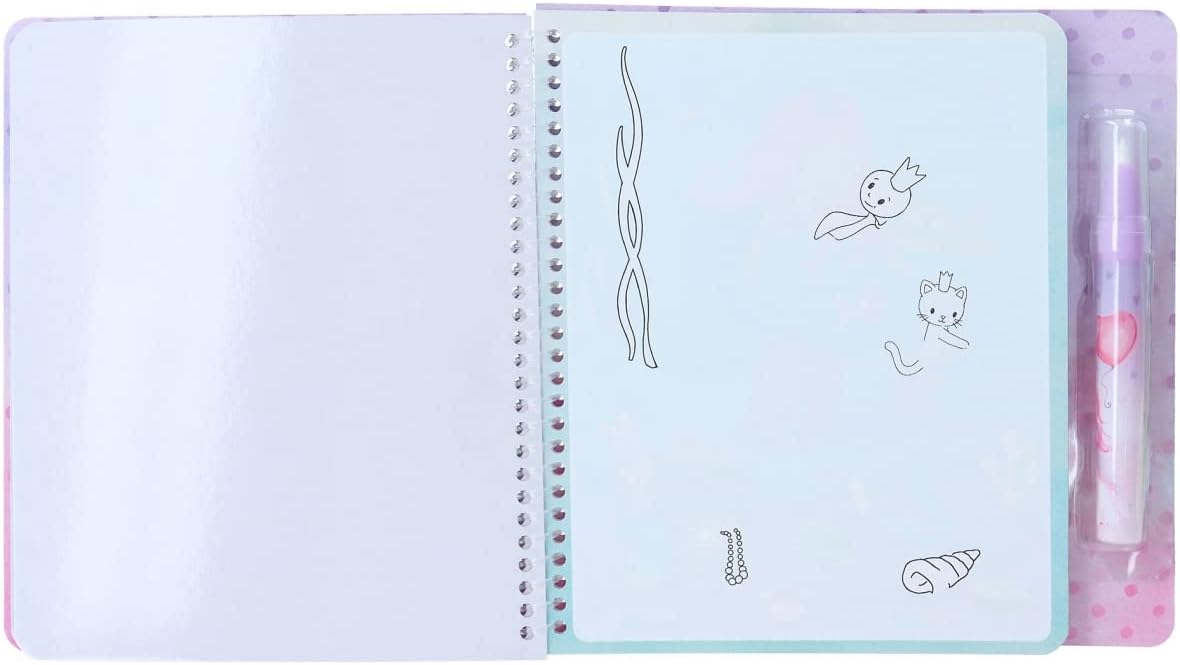 Depesche 12096 Princess Mimi Aqua Magic Book - Colouring Book with Hidden Princess Motifs, Creative Book with 5 Reusable Pages and a Water Pen