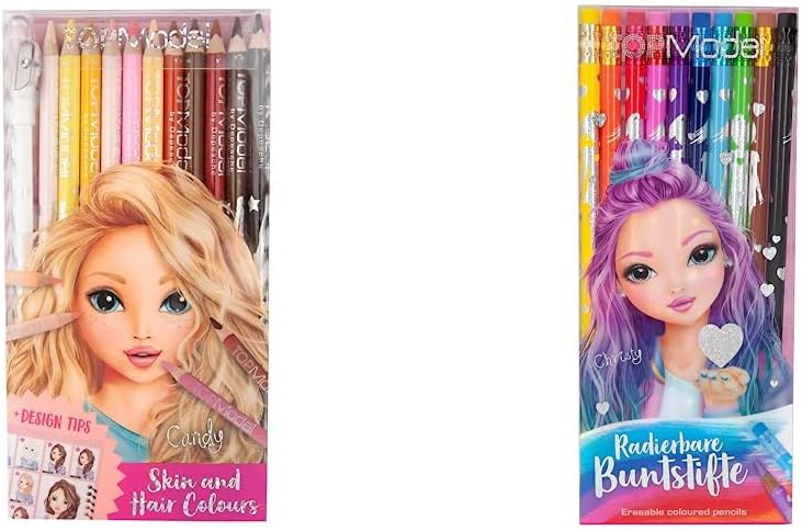 Depesche TOPModel 5678 Colouring Pencils Set, 12 Pencils in Skin and Hair Tones, Includes Sharpener and Colouring Instructions, for Colouring Faces and Hair