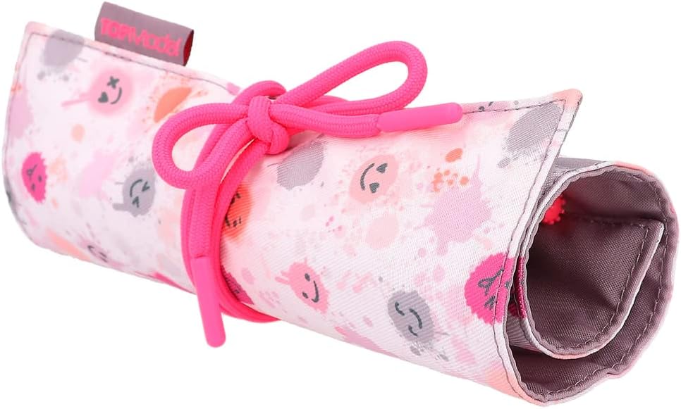 Depesche TOPModel Happy Together 11740 Filled Pencil Roll with Ties in Pink Includes 18 Fibre-Tips and Additional Loops