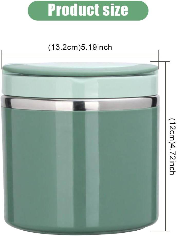 Lotvic Thermal Food Container, 1 Litre Thermal Lunch Box, Food Container Thermal Container with Handle for Food, Warming Container Food, Leak-Proof, for Lunch, Keep Food Warm and Cold, Green