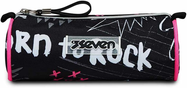 Seven Pencil Case for Stationery, Pen Case, Ballpoint Pens, Kids, Girls & Boys, Primary School, Streetpaint Girl, black, School