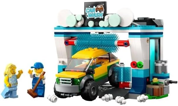 LEGO City Car Wash 60362 Construction Toy Set, Fun Gift Idea for Children from 6 Years, with Rotating Wash Brushes and a Car and 2 Mini Figures