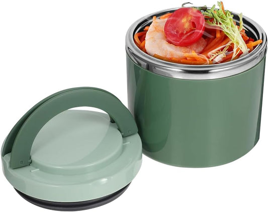 Lotvic Thermal Food Container, 1 Litre Thermal Lunch Box, Food Container Thermal Container with Handle for Food, Warming Container Food, Leak-Proof, for Lunch, Keep Food Warm and Cold, Green