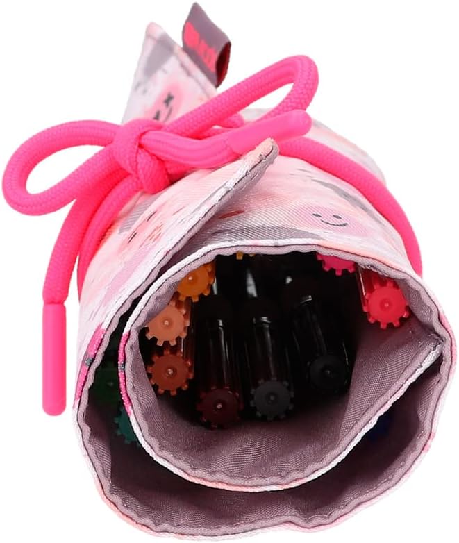 Depesche TOPModel Happy Together 11740 Filled Pencil Roll with Ties in Pink Includes 18 Fibre-Tips and Additional Loops