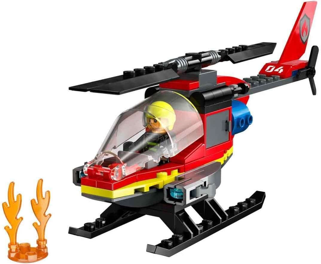 LEGO City 60411 Fire Brigade Helicopter Set with Helicopter Toy and Pilot Figure, Fire Brigade Helicopter for an Imaginative Playing Experience, Gift for Children, Boys and Girls from 5 Years