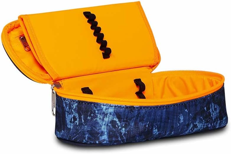 Seven Pencil Case, Multicoloured, Sustainable Fabric, Pencil Case for Stationery, with Timetable and Elastic Bands for Girls & Boys, School & Elementary School, DEEPLY INDIGO, Deeply Indigo, Classic