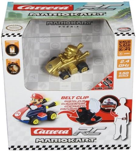 Carrera RC Mario Kart Mini RC Mario Gold I For Children and Adults, Boys & Girls I Unique Original Licence I Instant Driving Fun with Ready to Run I Authentic Mario Kart Experience