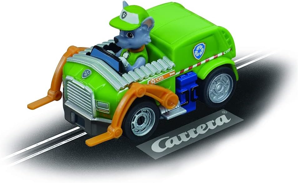 Carrera - 20065026 - Carrera First Paw Patrol - Rocky Racing Car I Scale 1:50 I Racing Car for Carrera Race Track First I For Children from 3 Years and Adults