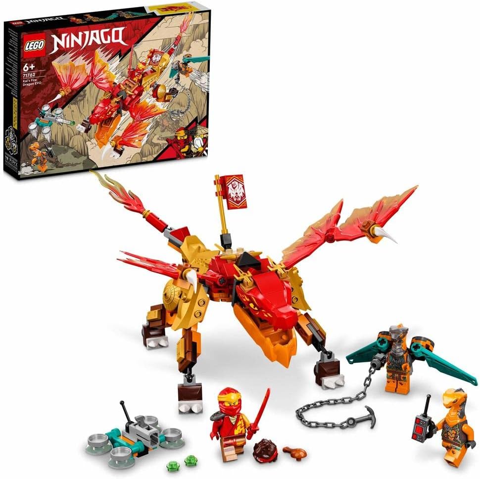 LEGO 71762 Ninjago Kai's Fire Dragon EVO, Dragon Toy from 6 Years with Fire Dragon and Snake Figure, with Ninjas and Boa Hunter