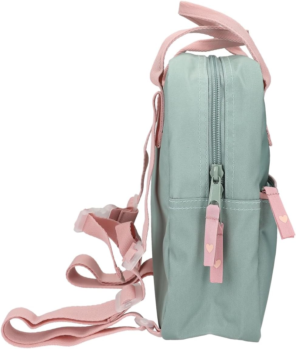 Depesche 12571 Princess Mimi Wild Forest Backpack in Green and Pink with Forest Animals, Bag with Zip