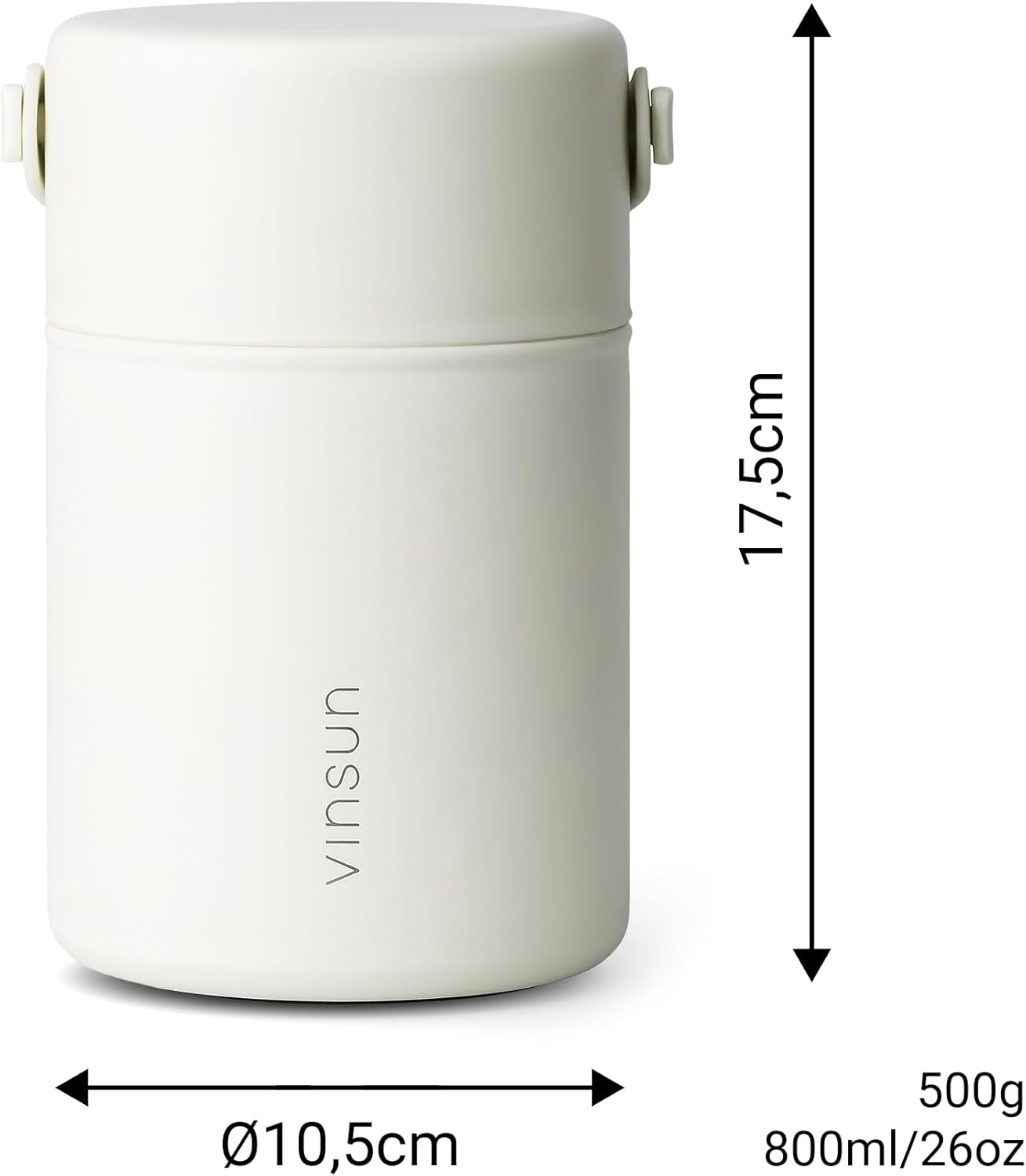 VINSUN Thermal Food Container 800 ml with Spoon - Stainless Steel, Leak-Proof, Wide Mouth - Double-Walled Insulated Food Container for Work, School, Hiking, Camping