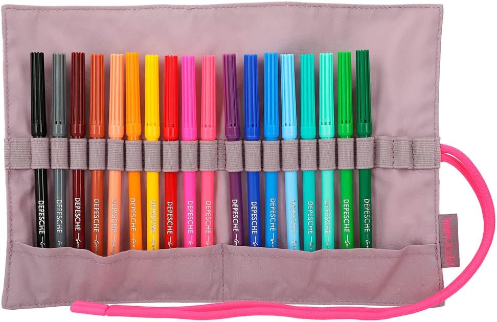 Depesche TOPModel Happy Together 11740 Filled Pencil Roll with Ties in Pink Includes 18 Fibre-Tips and Additional Loops