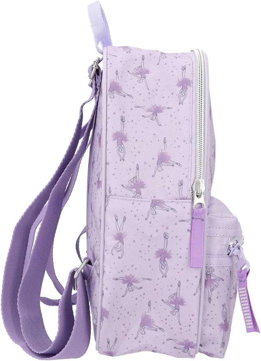 Depesche 12250 TOPModel Purple Ballet Pattern Glitter Zip Backpack for Kids with Adjustable Straps - Multi-Colour