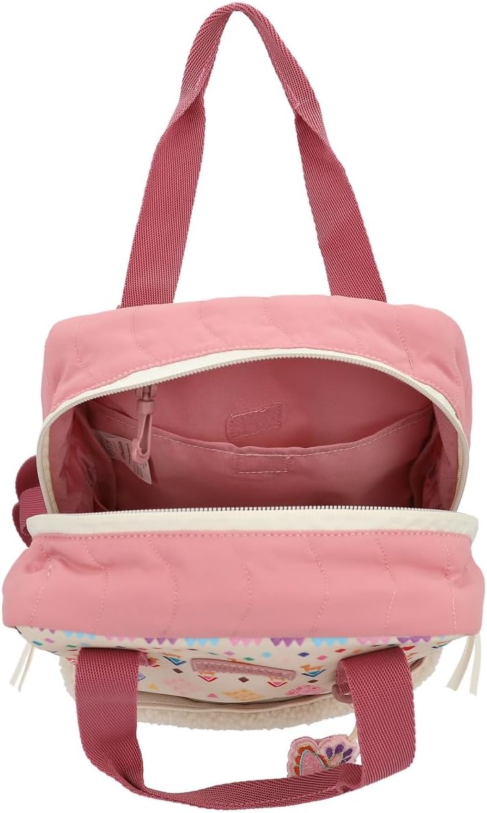 Depesche 12586 TOPModel Cosy Backpack with Plush, Colourful Heart Pendant, Quilted Details and Pocket with Zip, White