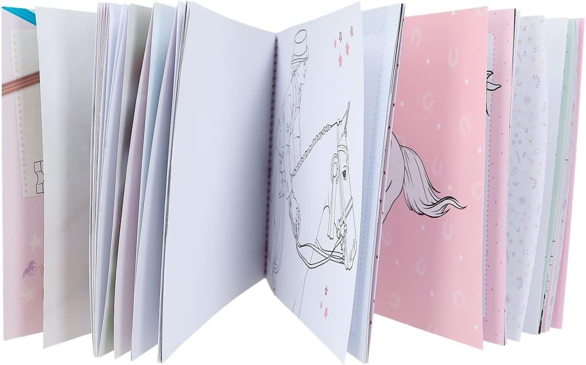 Depesche Miss Melody 12479 Colouring Book with Dreamlike Horse Motifs, 44 Pages, Colouring Book with Many Glitter Stickers