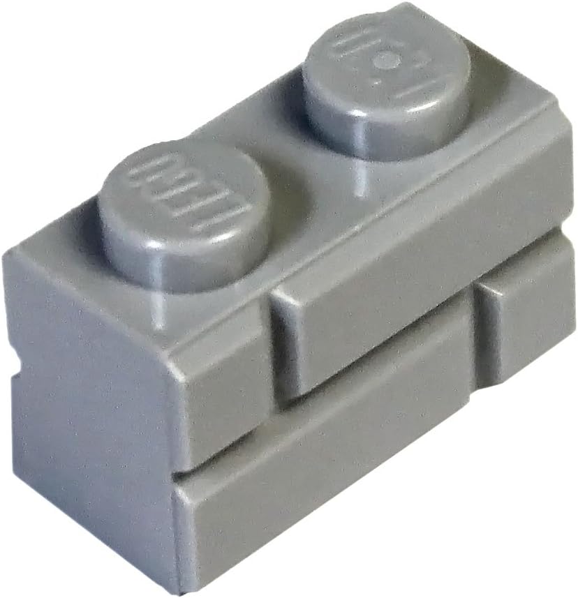 Lego City Classic Basic Bricks 1x2 Masonry Profile - Pack of 200 - Light Grey (Medium Stone Grey) - Ideal for Construction Projects, Walls and Models