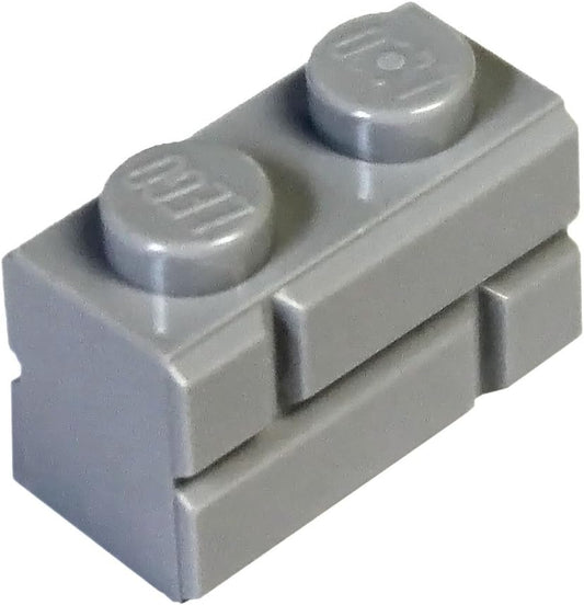 Lego City Classic Basic Bricks 1x2 Masonry Profile - Pack of 200 - Light Grey (Medium Stone Grey) - Ideal for Construction Projects, Walls and Models