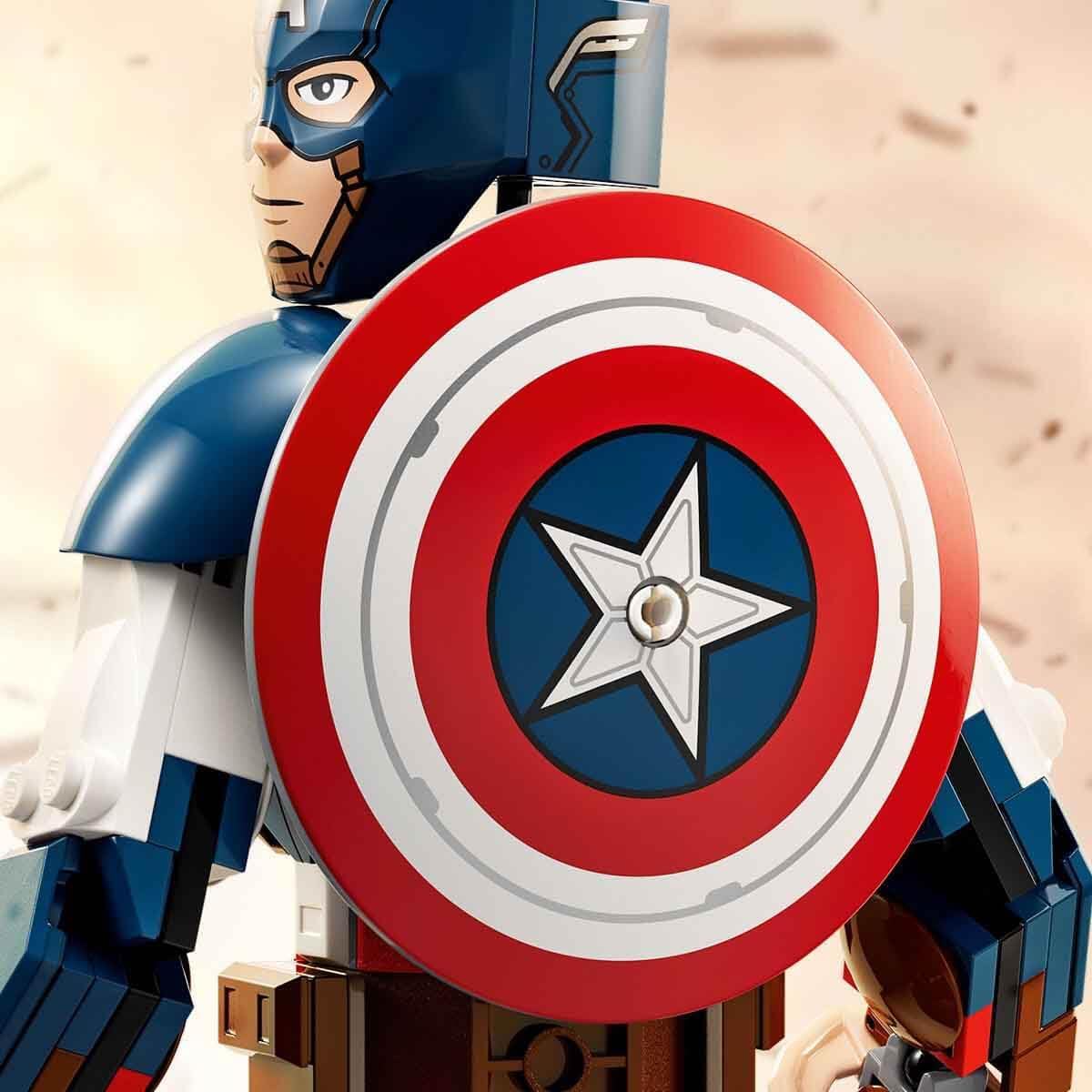 LEGO 76258 Marvel Captain America Building Figure, Superhero with Shield, Avengers Construction Toy and Collectible Figure as Bedroom Accessory for Children, Boys and Girls from 8 Years