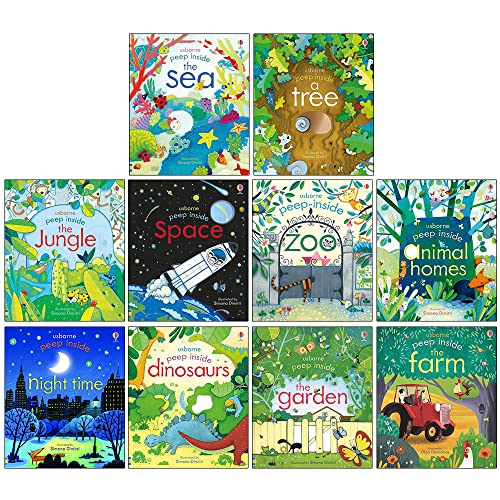 Usborne Peep Inside Collection 10 книг (Дерево, Море, Джунгли, Космос, Зоопарк, Дома для животных, Ночь, Динозавры, Сад и ферма)