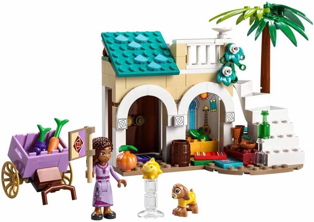 LEGO 43223 Disney Wish Asha in the City of Rosas, Wish Movie Set with Marketplace, Asha Mini Doll, Valentino as a Toy Goat and Star Figures, Gift for Children from 6 Years, Girls and Boys