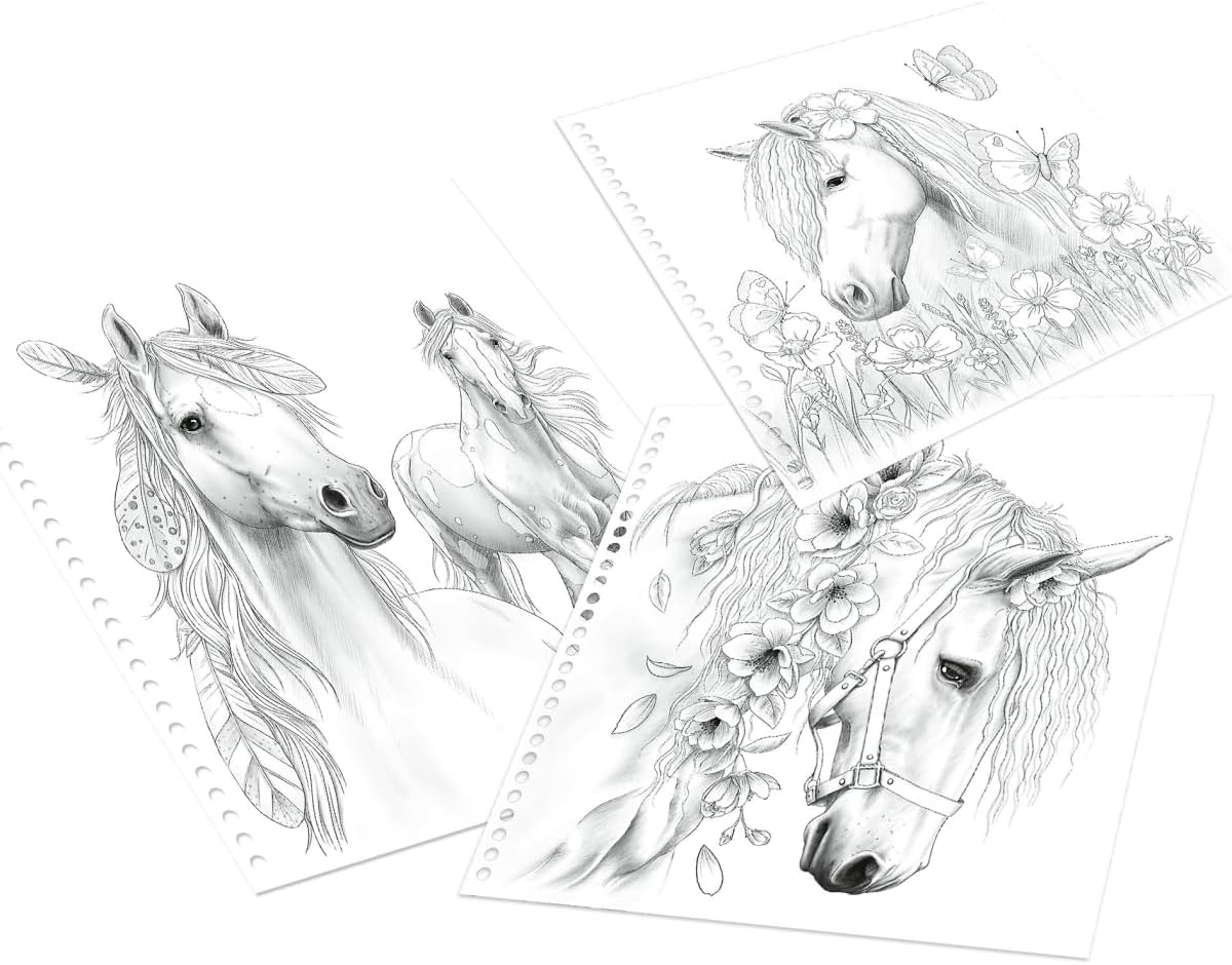 Depesche Miss Melody 12469 Special Colouring Book with 20 Dreamlike Horse Motifs for Painting with Pens or Delicate Watercolours