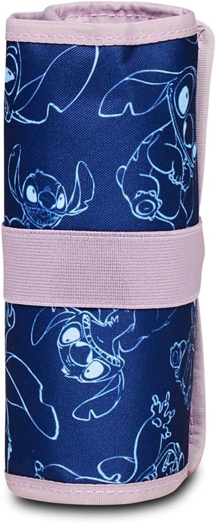 Colouring Pencil Roll - Stitch My Alien Pal - Disney Blue - Contents 30 Pieces - School Pencil Case Complete with Pencils, Felt Tip Pens etc - Pen Holder for School, Navy, Taglia Unica, School, navy,