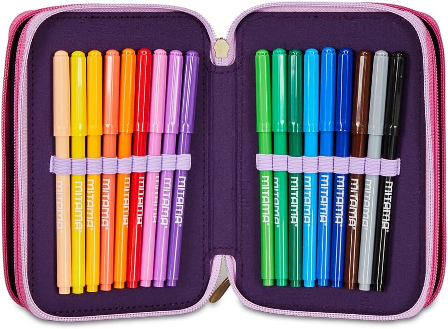 Seven Disney Wish Strong Heart Bright Spirit 3 Compartment Pencil Case Multicolour - Multi-Compartment Pencil Case with Pencils, Pens and Colours, Multicoloured, Taglia Unica, Modern, multicoloured,