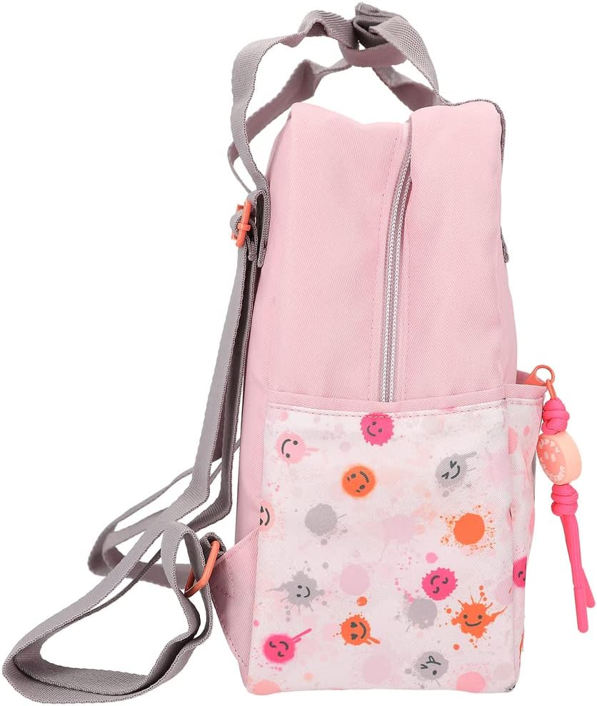 Depesche 12263 TOPModel Happy Together Backpack in Pink with Model Motif and Smiley Pattern Bag with Adjustable Shoulder Straps, multicoloured