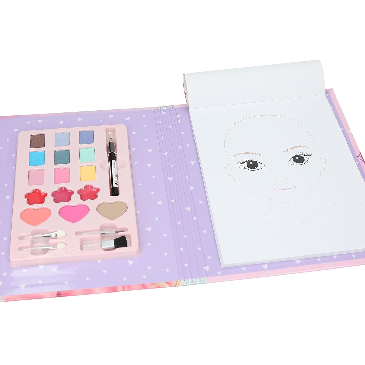 Depesche 12876 TOPModel Make Up Studio - Creative Folder for Creating Beautiful Makeup Looks, Includes Colouring Pad, Makeup Palette and 4 Brushes