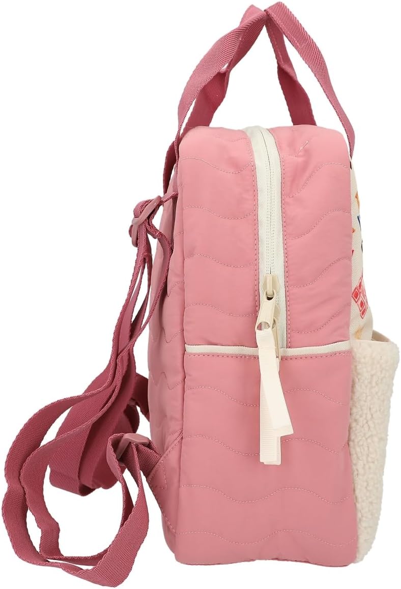 Depesche 12586 TOPModel Cosy Backpack with Plush, Colourful Heart Pendant, Quilted Details and Pocket with Zip, White