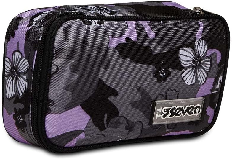 Seven Quick Case School Pencil Case - Complete with Pencils, Felt Tip Pens - Black