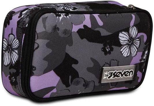 Seven Quick Case School Pencil Case - Complete with Pencils, Felt Tip Pens - Black