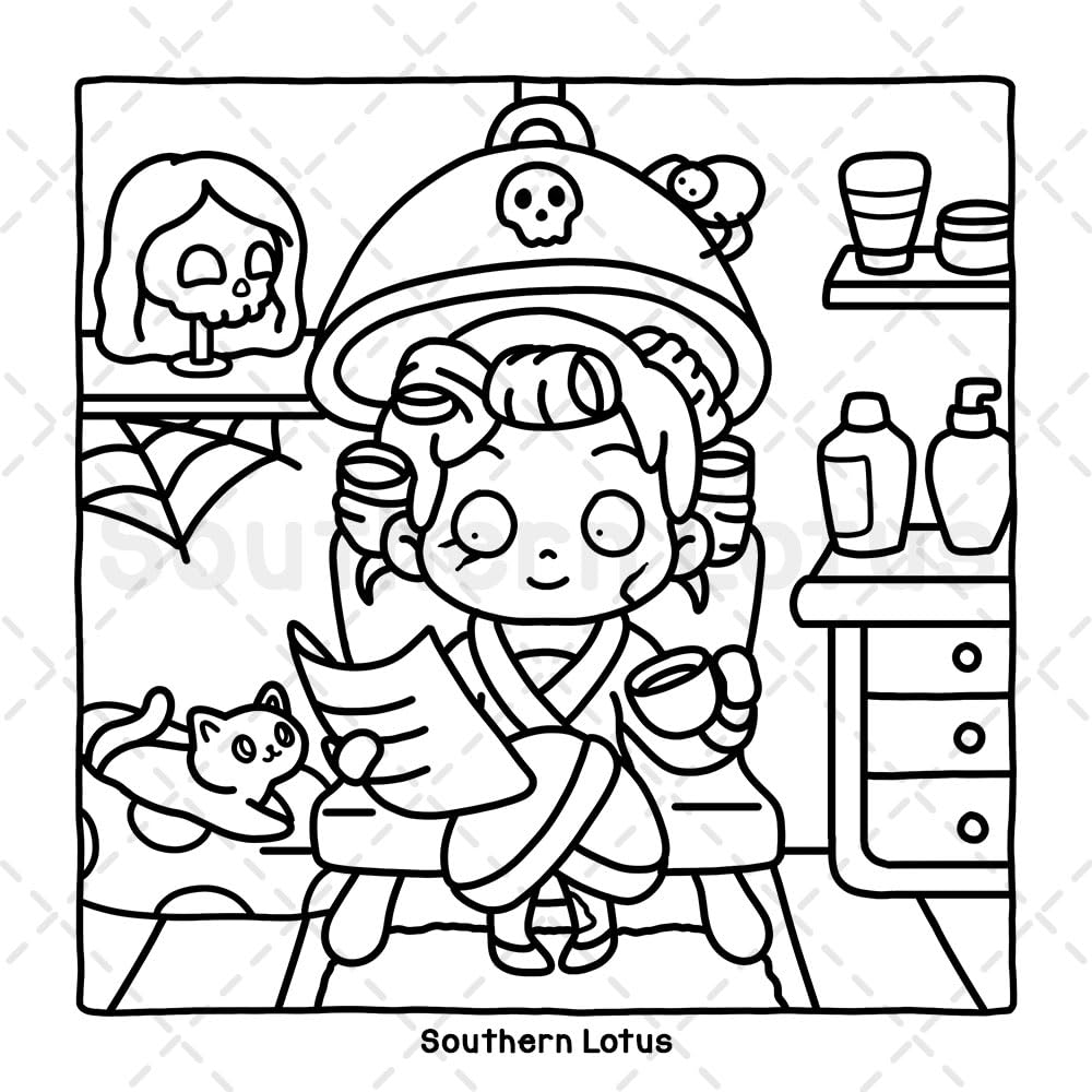 Spooky Vibes: Coloring Book for Adults and Teens with Cute Creepy Characters and Hygge Scenes, Easy and Cozy Designs for Relaxation and Stress Relief (Spooky - Cute - Easy Coloring)