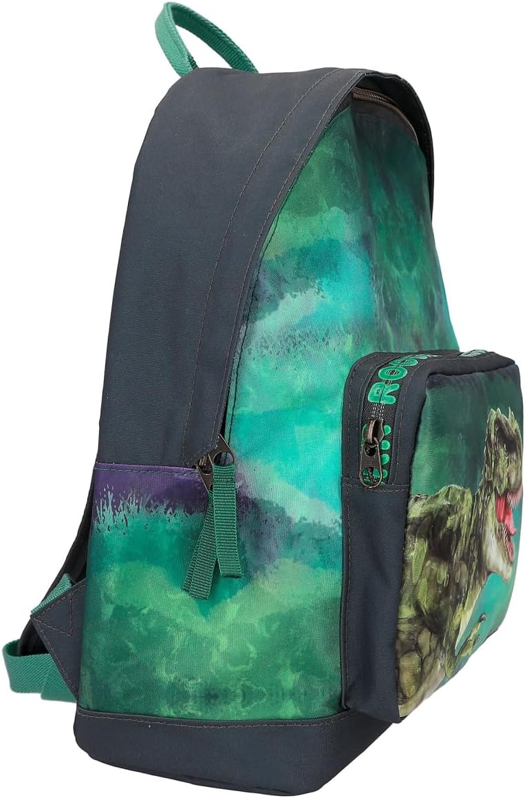 Depesche 12476 Dino World Backpack in Grey for Children with T-Rex Motif, Bag with Adjustable Straps