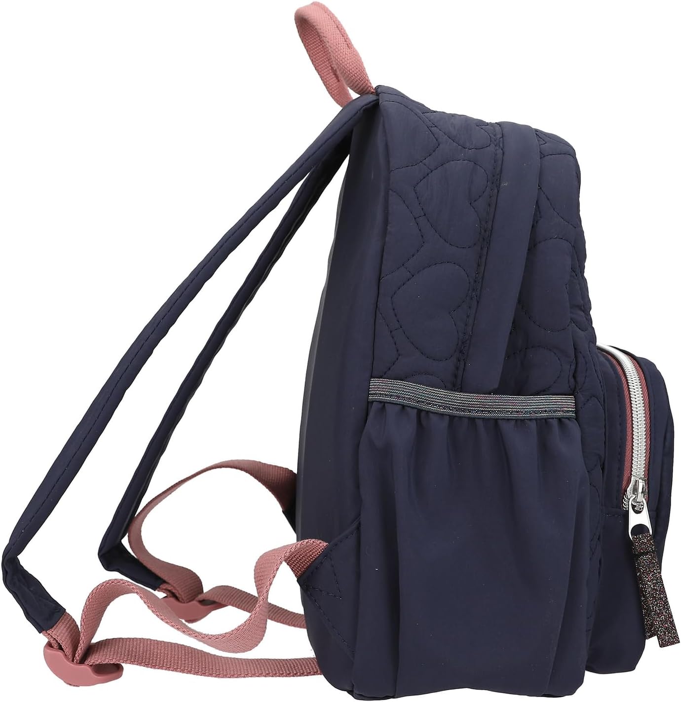 Depesche 13191 Miss Melody Glitter Horse Backpack in Dark Blue, with Horse Motif, Glitter and Heart Quilting, Bag with Adjustable Straps, Multicoloured