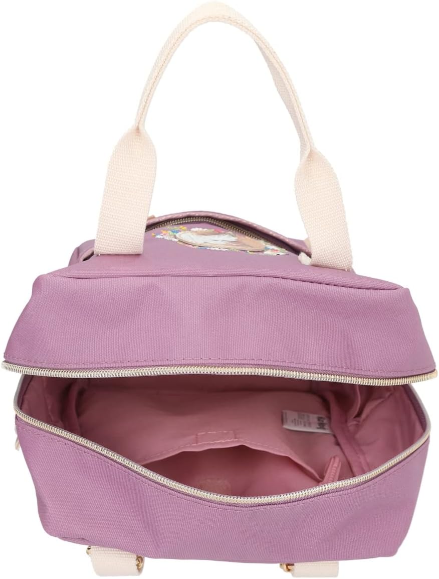 Depesche 12165 Miss Melody Farm House Childrens Backpack in Lilac with Horse Motif and Floral Embroidery Bag with Adjustable Straps and Pendant, Purple, cute