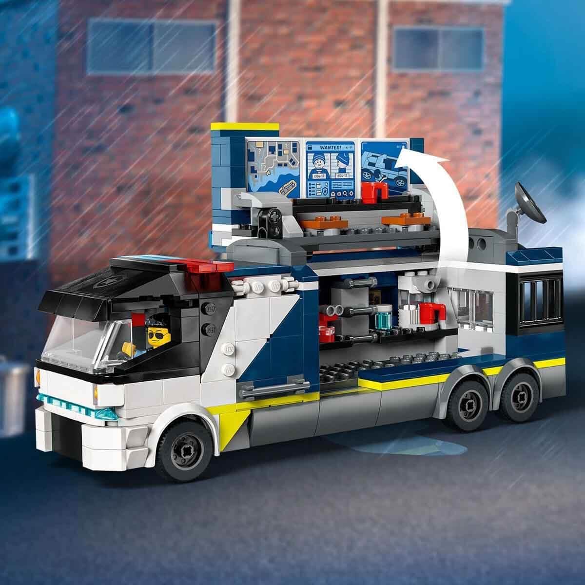 LEGO City Police Print with Laboratory, Police Set with Quad and Truck Toy for Children, Gift for Boys and Girls from 7 Years, Plus 5 Mini Figures - 2 Police Officers, 1 Scientist and 2 Crooks 60418