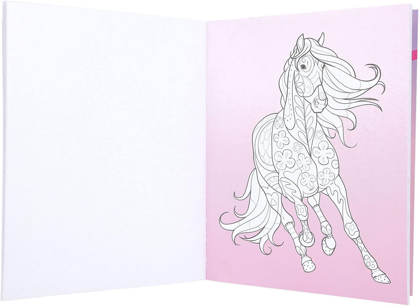 Depesche 11648 Miss Melody Colour & Design Book with 40 Dreamlike Pre-Printed Horse Motifs, Approx. 28 x 21.5 x 0.8 cm