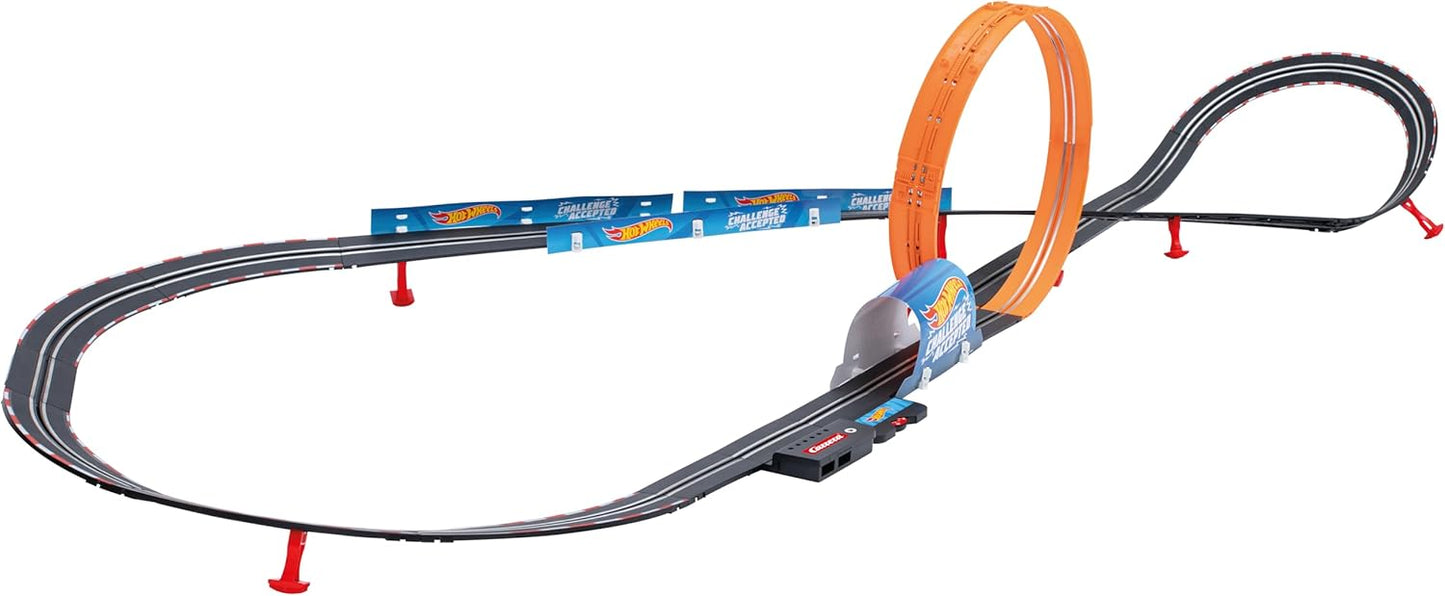 Carrera - 20068000 GO!!! Challenge Hot Wheels Race Track Set I Racetracks & Licensed Slot Cars | Up to 1 Player | For Children from 6 Years & Adults I Scale 1:43 in Hotwheels Design