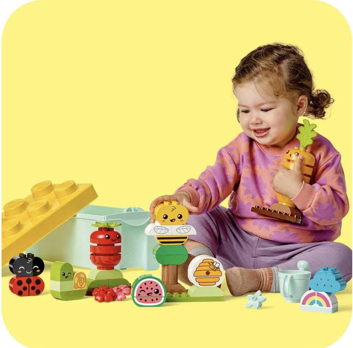 LEGO Duplo 10984 My First Organic Garden Building Block Set, Educational Toy for Toddlers from 18 Months, with Ladybird, Bumble Bee, Fruits and Vegetables; Stacking Toy for Babies