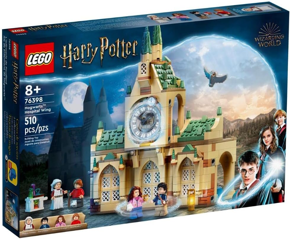 LEGO 76398 Harry Potter Hogwarts Hospital Wings Castle Toy with 4 Mini Figures Including Harry, Ron and Hermione from The Prisoner of Azkaban, with Trading Cards, Gift for Boys and Girls