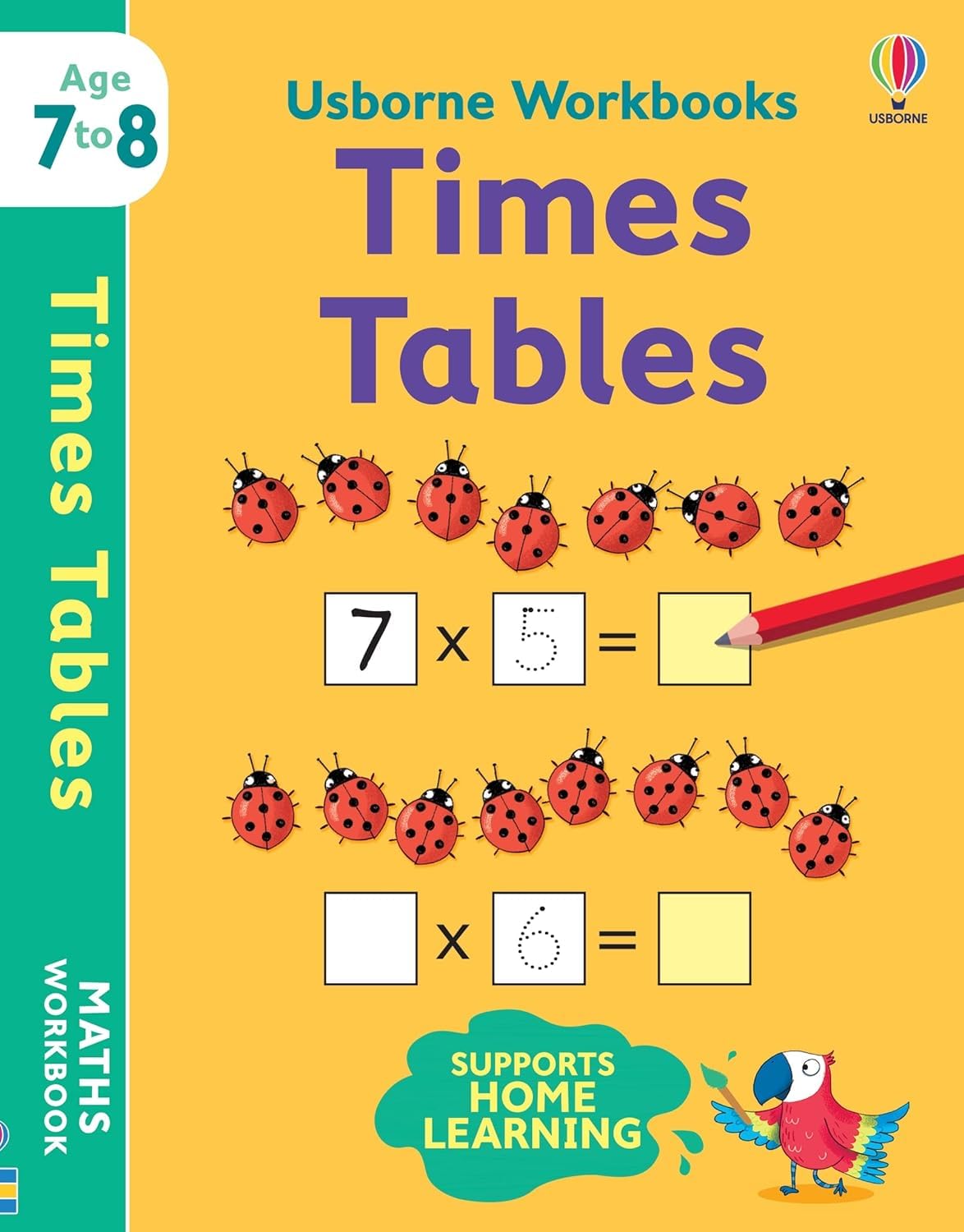 Usborne Workbooks Home Learning Age 6-8 Collection 5 Books Set (Multiplying, Fractions, Times Tables, Adding and Subtracting, Spelling)