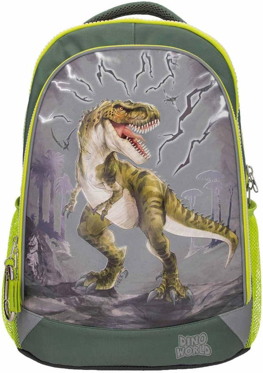 Depesche Dino World Reflector School Backpack Green, multicoloured, shoulder bag