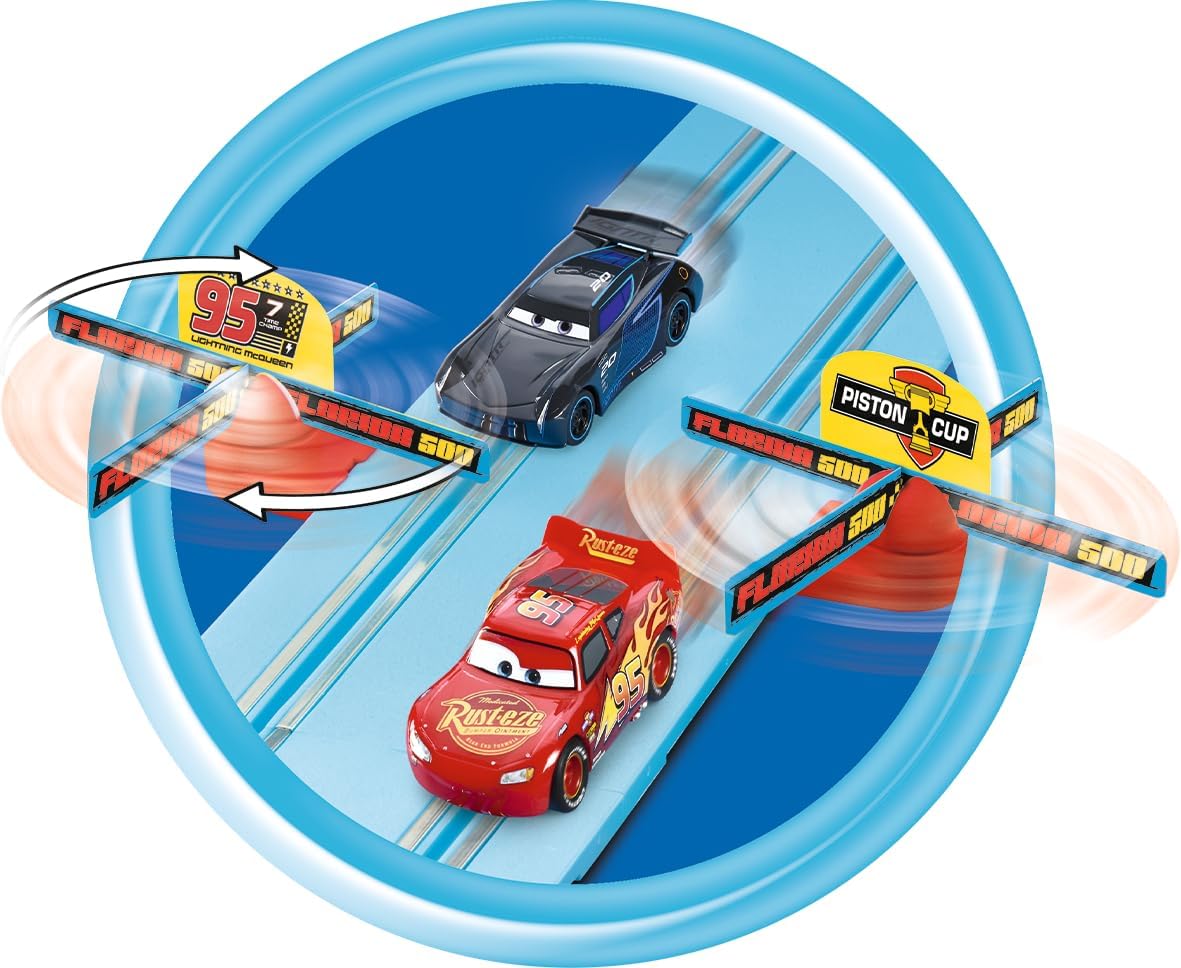 Carrera First Disney Pixar Cars - Power Duel Car Racing Track for Children from 3 Years I 2.4 m Race Track I 2 Remote-controlled Cars with Lightning McQueen and Jackson Storm I Gifts for Christmas