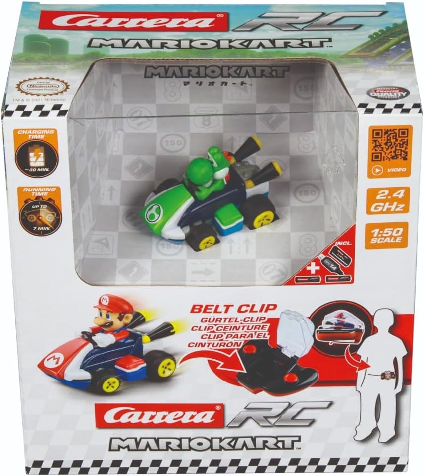 Carrera RC Mario Kart Mini RC Yoshi I For Children and Adults, Boys & Girls I Unique Original Licence I Instant Driving Fun with Ready to Run I Authentic Mario Kart Experience