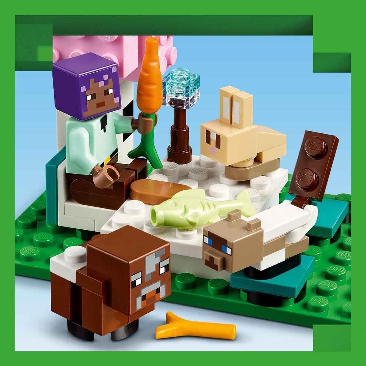 LEGO Minecraft The Animal Shelter, Toy with Many Animal Figures for Girls and Boys from 7 Years, Gift for Gamers and Children, Model Set of the Level Biome Made of Stones 21253